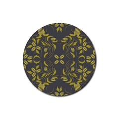 Folk flowers print Floral pattern Ethnic art Rubber Coaster (Round)