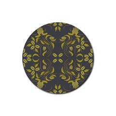 Folk flowers print Floral pattern Ethnic art Rubber Round Coaster (4 pack)