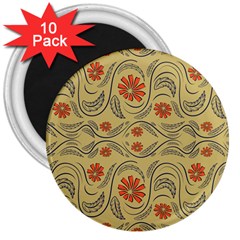 Folk Flowers Print Floral Pattern Ethnic Art 3  Magnets (10 Pack)  by Eskimos