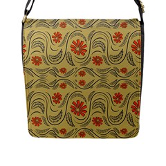 Folk Flowers Print Floral Pattern Ethnic Art Flap Closure Messenger Bag (l) by Eskimos