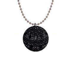 Charcoal Mandala 1  Button Necklace by MRNStudios