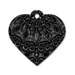 Charcoal Mandala Dog Tag Heart (one Side) by MRNStudios