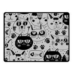 Black Outline Cat Heads Fleece Blanket (small) by crcustomgifts