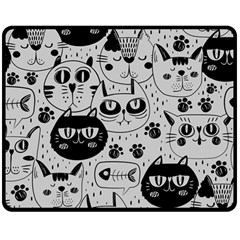 Black Outline Cat Heads Double Sided Fleece Blanket (medium)  by crcustomgifts