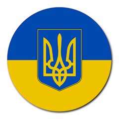 Flag Of Ukraine With Coat Of Arms Round Mousepads by abbeyz71