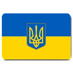 Flag Of Ukraine With Coat Of Arms Large Doormat  by abbeyz71