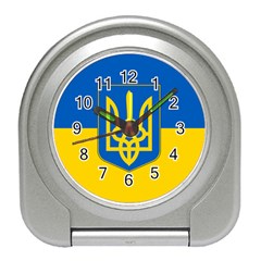 Flag Of Ukraine Coat Of Arms Travel Alarm Clock by abbeyz71