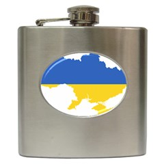 Ukraine Flag Map Hip Flask (6 Oz) by abbeyz71