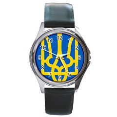 Coat Of Arms Of Ukraine Round Metal Watch by abbeyz71