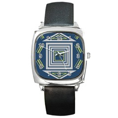 Abstract Pattern Geometric Backgrounds   Square Metal Watch by Eskimos