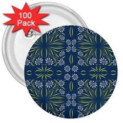 Folk flowers print Floral pattern Ethnic art 3  Buttons (100 pack) 