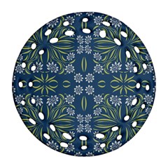 Folk Flowers Print Floral Pattern Ethnic Art Ornament (round Filigree) by Eskimos