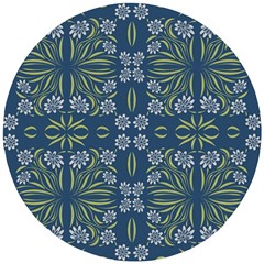 Folk Flowers Print Floral Pattern Ethnic Art Wooden Puzzle Round by Eskimos