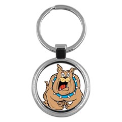 Bulldog-cartoon-illustration-11650862 Key Chain (round) by jellybeansanddinosaurs