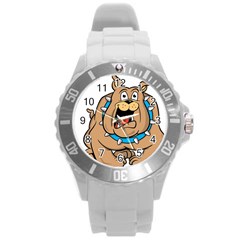 Bulldog-cartoon-illustration-11650862 Round Plastic Sport Watch (l)