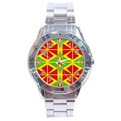 Abstract Pattern Geometric Backgrounds   Stainless Steel Analogue Watch by Eskimos