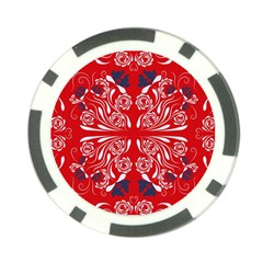 Floral Folk Damask Pattern Fantasy Flowers  Poker Chip Card Guard by Eskimos