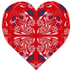 Floral Folk Damask Pattern Fantasy Flowers  Wooden Puzzle Heart by Eskimos