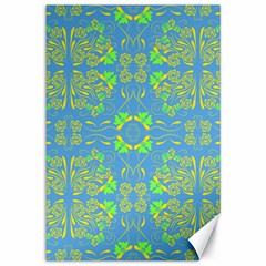 Floral Folk Damask Pattern Fantasy Flowers  Canvas 12  X 18  by Eskimos