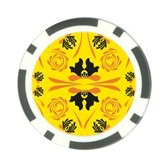 Floral Folk Damask Pattern Fantasy Flowers  Poker Chip Card Guard by Eskimos