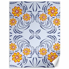 Floral Folk Damask Pattern Fantasy Flowers  Canvas 36  X 48  by Eskimos