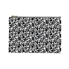 Black And White Qr Motif Pattern Cosmetic Bag (large)