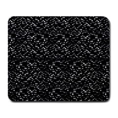 Pixel Grid Dark Black And White Pattern Large Mousepads by dflcprintsclothing