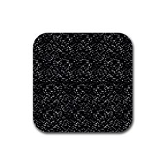 Pixel Grid Dark Black And White Pattern Rubber Square Coaster (4 Pack) by dflcprintsclothing