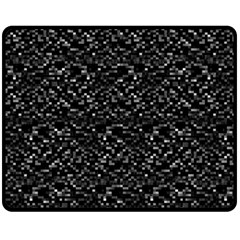 Pixel Grid Dark Black And White Pattern Fleece Blanket (medium)  by dflcprintsclothing