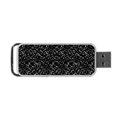 Pixel Grid Dark Black And White Pattern Portable Usb Flash (one Side) by dflcprintsclothing