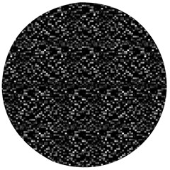 Pixel Grid Dark Black And White Pattern Wooden Bottle Opener (round) by dflcprintsclothing