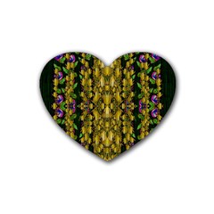 Fanciful Fantasy Flower Forest Rubber Coaster (heart) by pepitasart