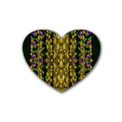 Fanciful Fantasy Flower Forest Rubber Heart Coaster (4 Pack) by pepitasart