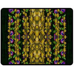 Fanciful Fantasy Flower Forest Fleece Blanket (medium)  by pepitasart