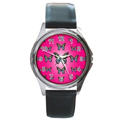 Butterfly Round Metal Watch