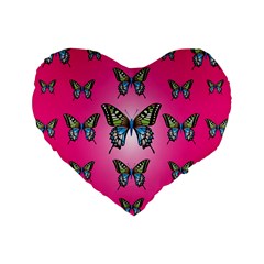 Butterfly Standard 16  Premium Flano Heart Shape Cushions