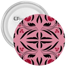 Floral folk damask pattern  3  Buttons