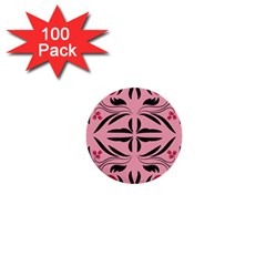 Floral folk damask pattern  1  Mini Buttons (100 pack) 