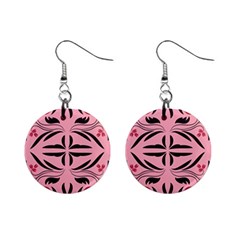 Floral folk damask pattern  Mini Button Earrings