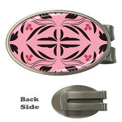 Floral folk damask pattern  Money Clips (Oval) 