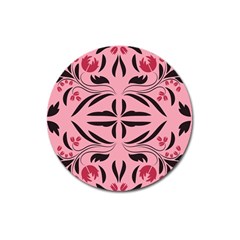 Floral folk damask pattern  Magnet 3  (Round)