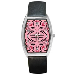 Floral folk damask pattern  Barrel Style Metal Watch