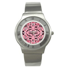 Floral Folk Damask Pattern  Stainless Steel Watch