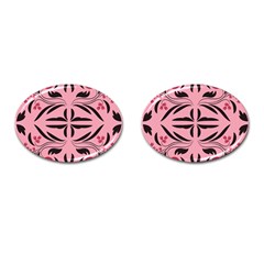 Floral Folk Damask Pattern  Cufflinks (oval)