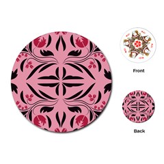 Floral Folk Damask Pattern  Playing Cards Single Design (round)