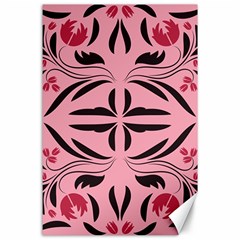 Floral Folk Damask Pattern  Canvas 24  X 36 