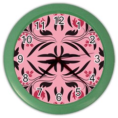 Floral Folk Damask Pattern  Color Wall Clock