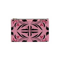 Floral Folk Damask Pattern  Cosmetic Bag (small) by Eskimos