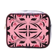 Floral Folk Damask Pattern  Mini Toiletries Bag (one Side)