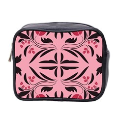 Floral Folk Damask Pattern  Mini Toiletries Bag (two Sides) by Eskimos